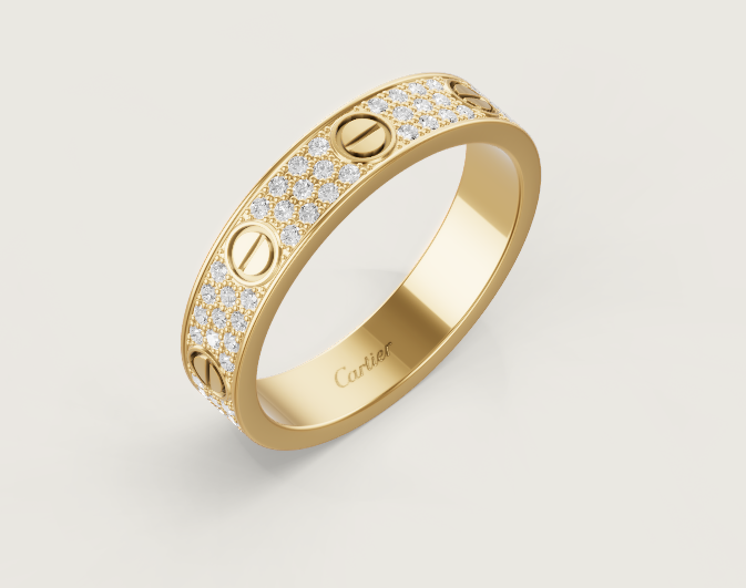 [Luxery]LOVE RING 4mm-wide full-diamond ring GOLD