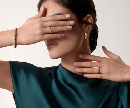 [Luxery]LOVE RING 2.6mm-wide full-diamond ring Rose Gold