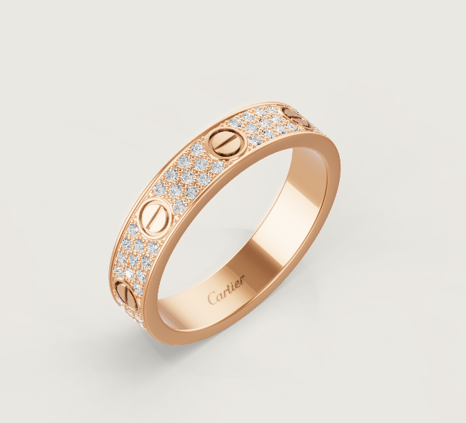 [Luxery]LOVE RING 4mm-wide full-diamond ring Rose Gold