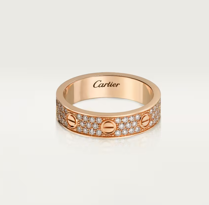 [Luxery]LOVE RING 4mm-wide full-diamond ring Rose Gold