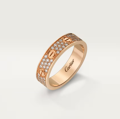 [Luxery]LOVE RING 4mm-wide full-diamond ring Rose Gold