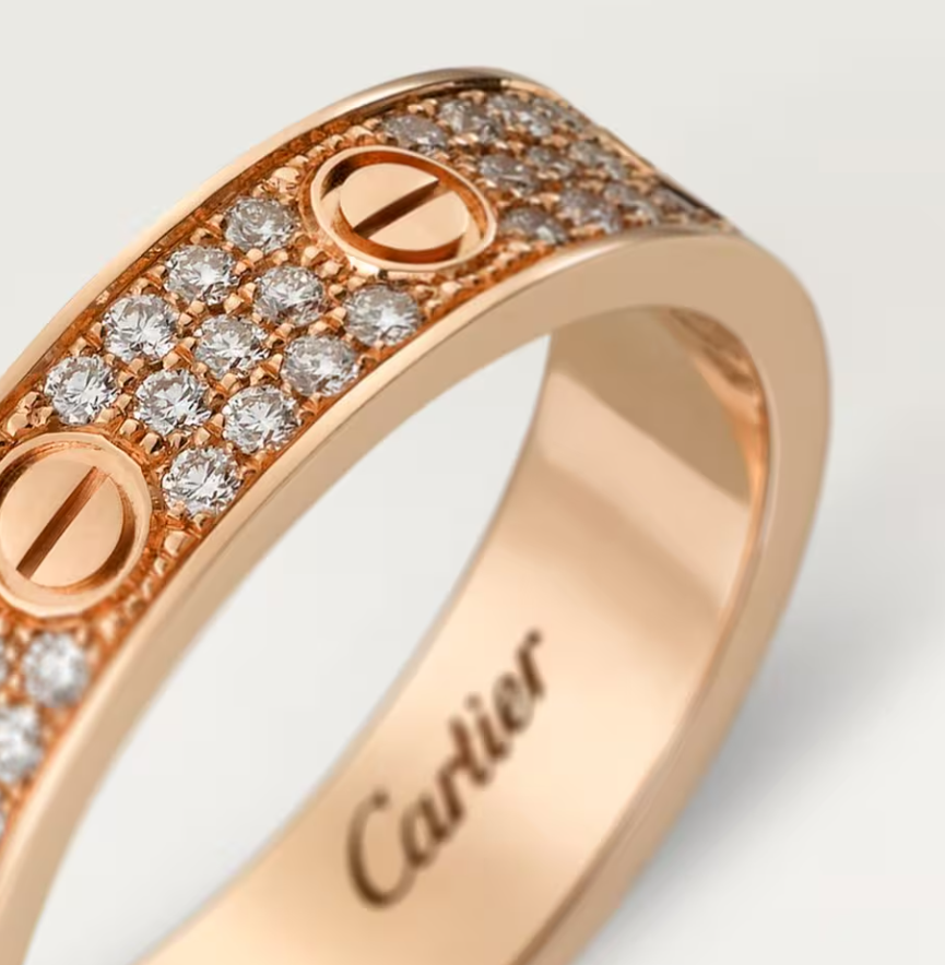 [Luxery]LOVE RING 4mm-wide full-diamond ring Rose Gold