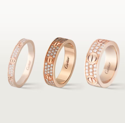 [Luxery]LOVE RING 4mm-wide full-diamond ring Rose Gold