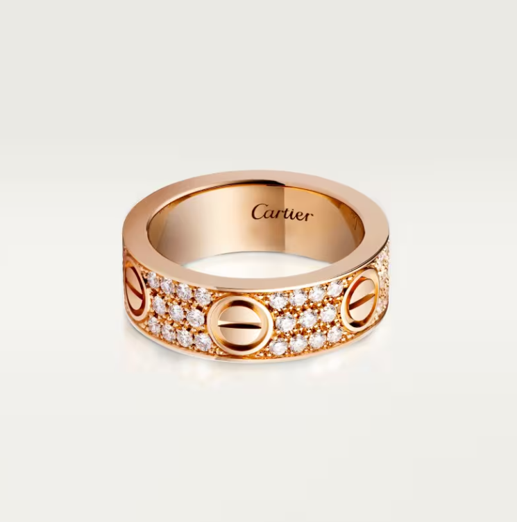 [Luxery]LOVE RING 6.5mm-wide full-diamond ring Rose Gold