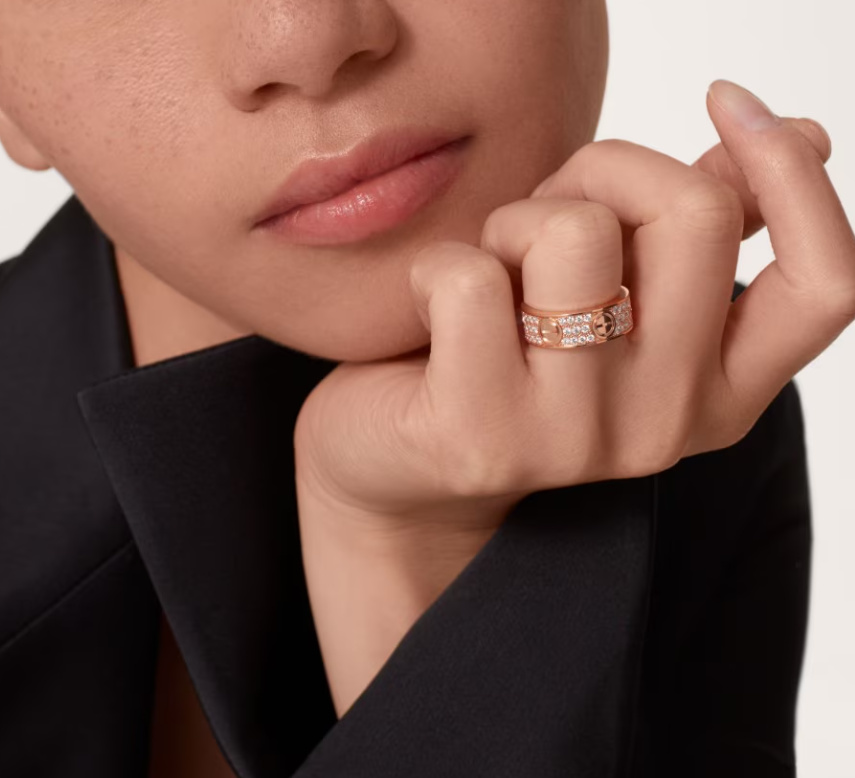 [Luxery]LOVE RING 6.5mm-wide full-diamond ring Rose Gold