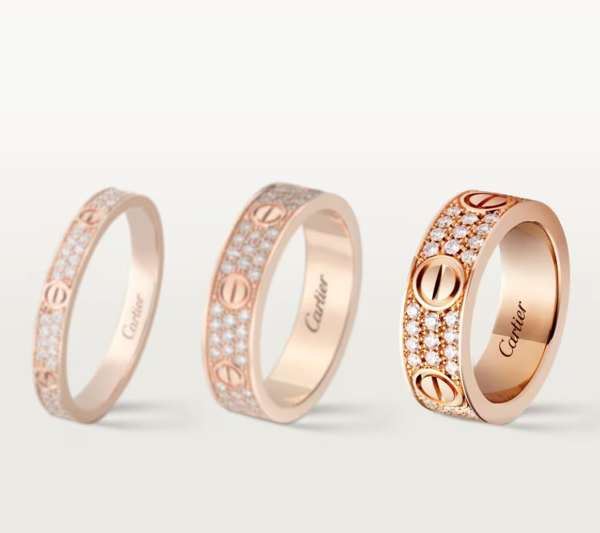 [Luxery]LOVE RING 6.5mm-wide full-diamond ring Rose Gold
