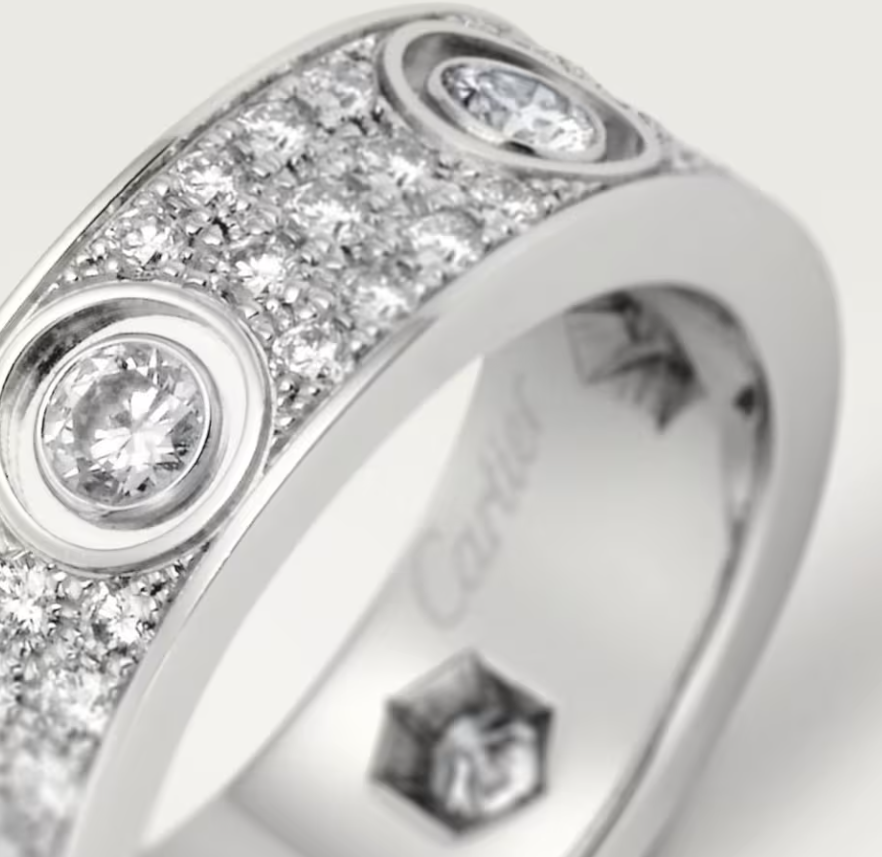 [Luxery]LOVE RING 6.5MM Full Diamond, 6 Major Diamonds Silver