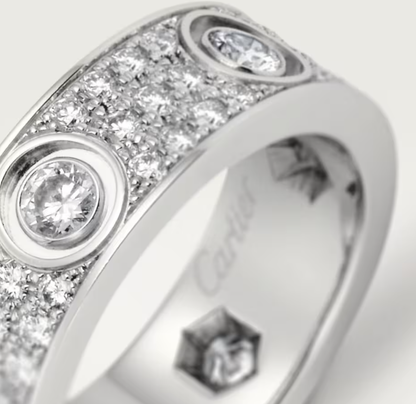 [Luxery]LOVE RING 6.5MM Full Diamond, 6 Major Diamonds Silver