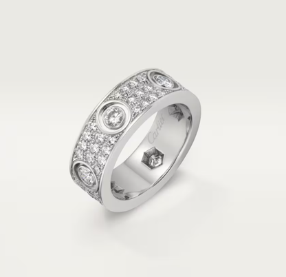 [Luxery]LOVE RING 6.5MM Full Diamond, 6 Major Diamonds Silver