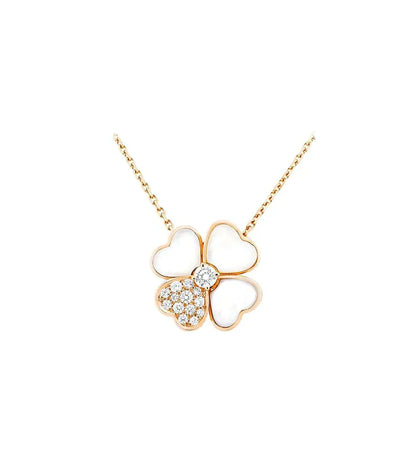 [Luxery]CLOVER MOP DIAMOND ROSE GOLD NECKLACE
