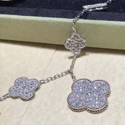 [Luxery]CLOVER 6 MOTIFS SILVER DIAMOND BRACELET