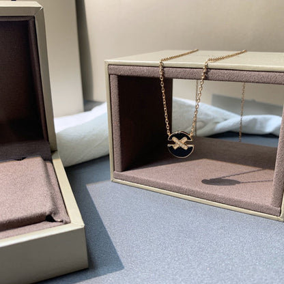 [Luxery]JEUX DE PINK GOLD DIAMOND NECKLACE