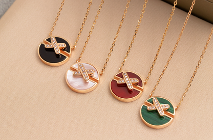 [Luxery]JEUX DE PINK GOLD DIAMOND NECKLACE