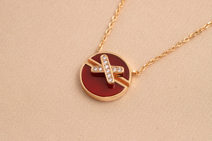 [Luxery]JEUX DE PINK GOLD DIAMOND NECKLACE
