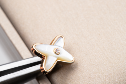 [Luxery]JEUX DE WHITE MOP ROSE GOLD DIAMOND EARRINGS