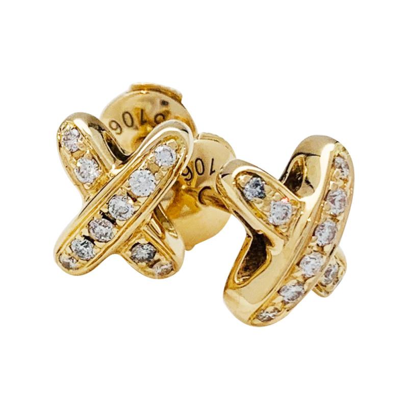 [Luxery]JEUX DE GOLD DIAMOND EARRINGS