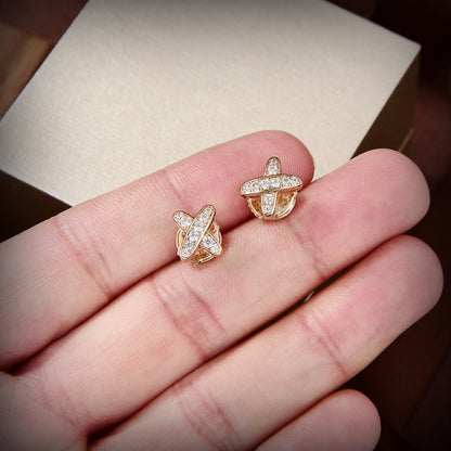 [Luxery]JEUX DE GOLD DIAMOND EARRINGS