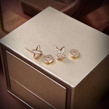 [Luxery]JEUX DE GOLD DIAMOND EARRINGS