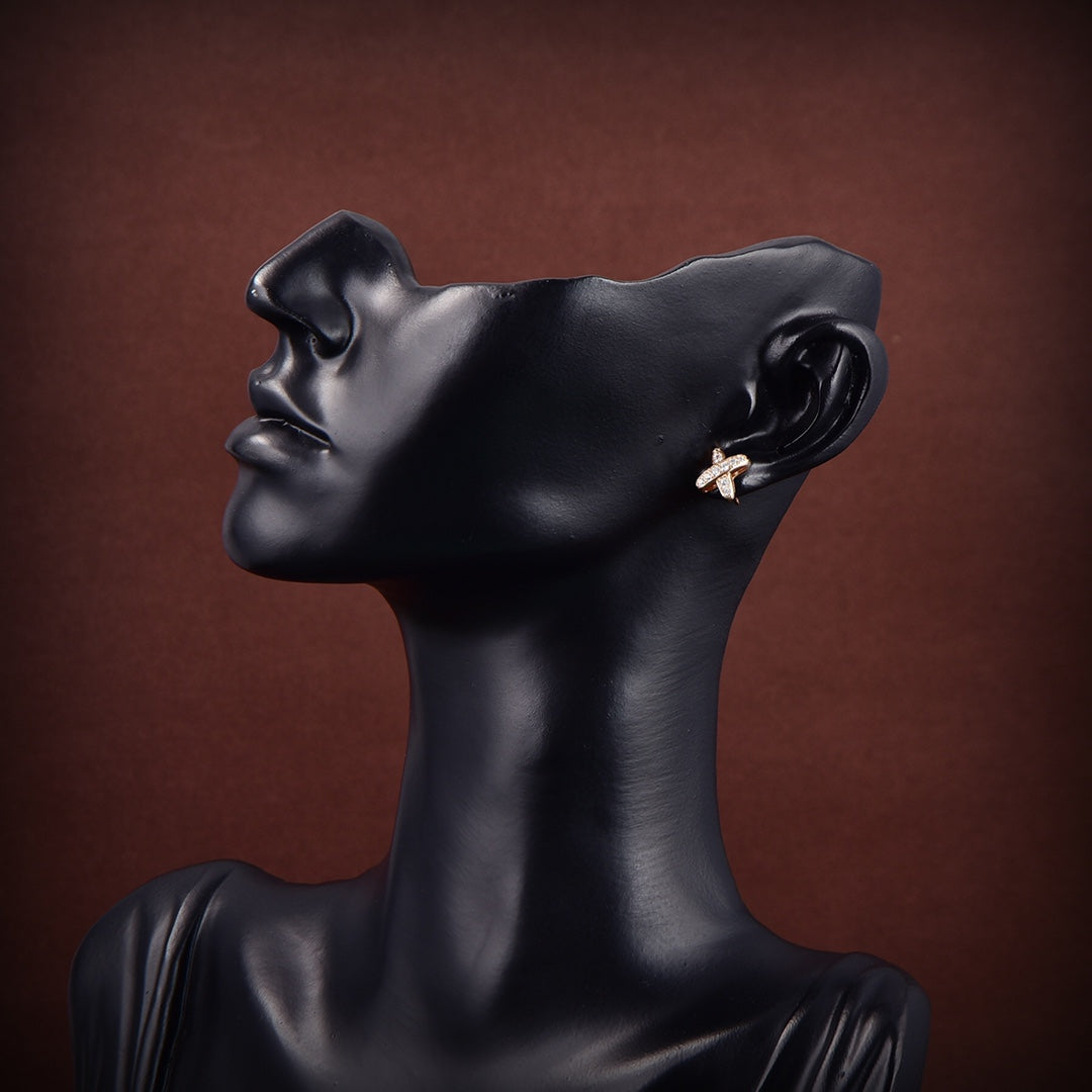 [Luxery]JEUX DE GOLD DIAMOND EARRINGS