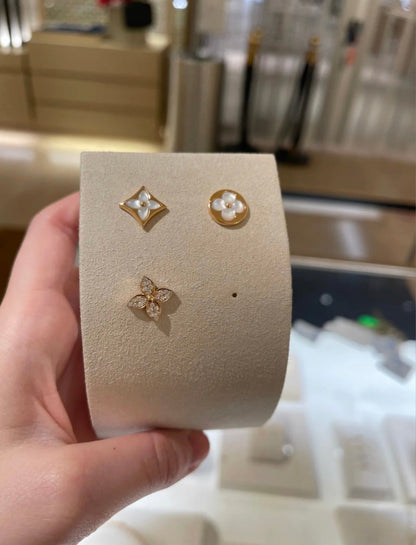 [Luxery]STAR BLOSSOM STUD EARRINGS PINK GOLD DIAMONDS