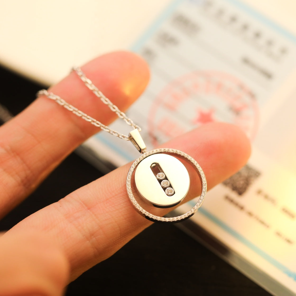 [Luxery]Demo MOVE MM SILVER DIAMOND NECKLACE