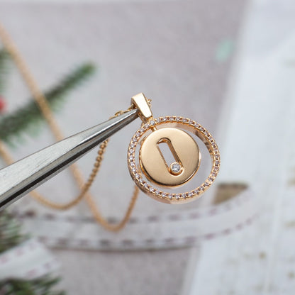 [Luxery]Demo MOVE PM NECKLACE PINK GOLD DIAMOND
