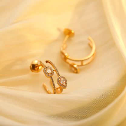 [Luxery]CREOLES MY TWIN 2 RANGS SILVER DIAMOND EARRINGS