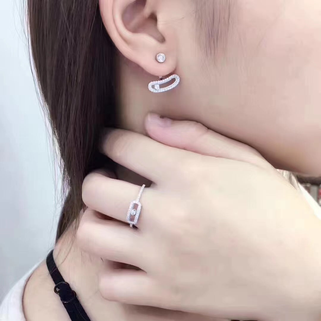 [Luxery]MOVE UNO SILVER DIAMOND EARRINGS