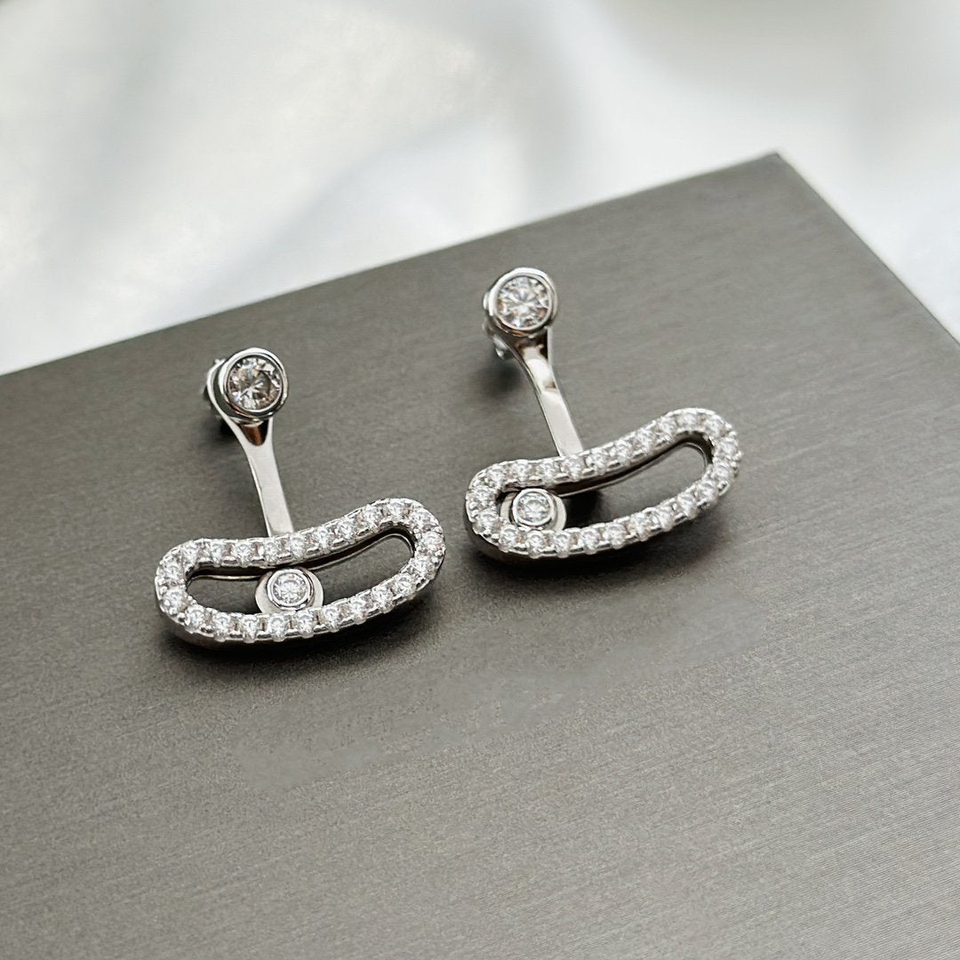 [Luxery]MOVE UNO SILVER DIAMOND EARRINGS