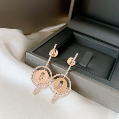 [Luxery]Demo MOVE ARROW PINK GOLD DIAMOND EARRINGS