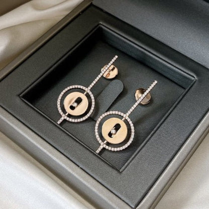 [Luxery]Demo MOVE ARROW PINK GOLD DIAMOND EARRINGS