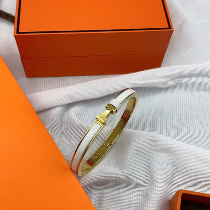 [Luxery]CLASSIC HM CLIC WHITE 8MM ENAMEL BRACELET