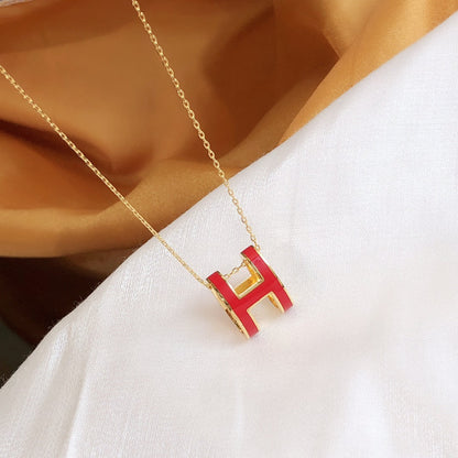 [Luxery]HM CLIC RED ENAMEL GOLD NECKLACE