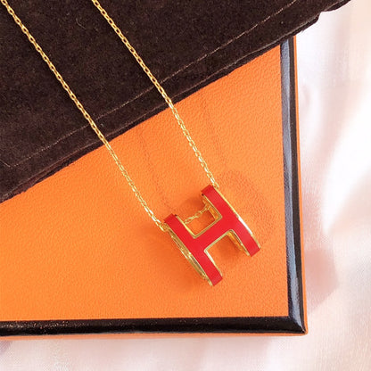 [Luxery]HM CLIC RED ENAMEL GOLD NECKLACE