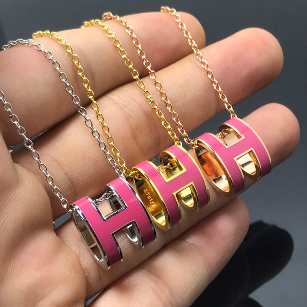 [Luxery]H NECKLACE PINK