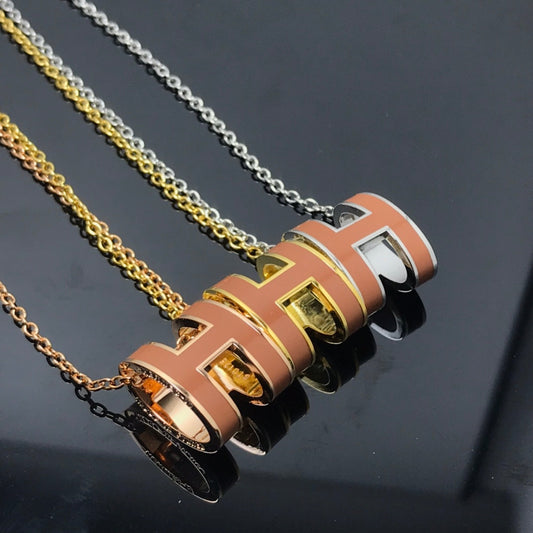 [Luxery]H NECKLACE BROWN