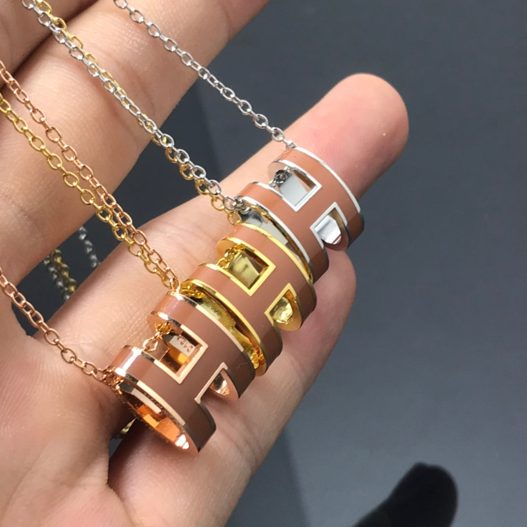 [Luxery]H NECKLACE BROWN