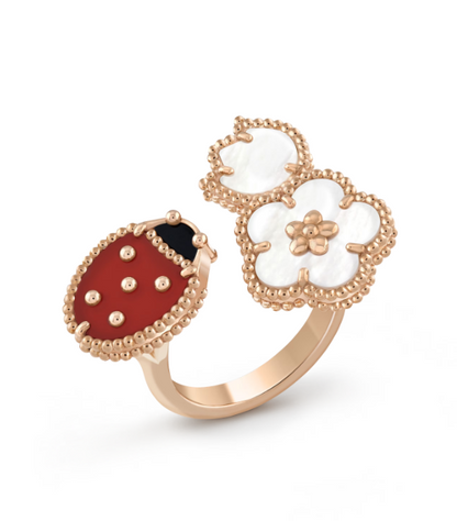 [Luxery]LUCKY 3 MOTIF ROSE GOLD RING