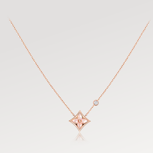 [Luxery]STAR PINK MOP 1 DIAMOND PINK GOLD NECKLACE