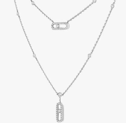 [Luxery]MS Double-Circle Full-Diamond Necklace