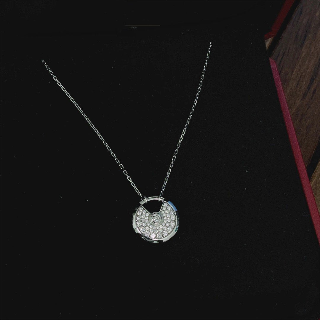 [Luxery]AMULETTE SILVER FULL DIAMOND NECKLACE