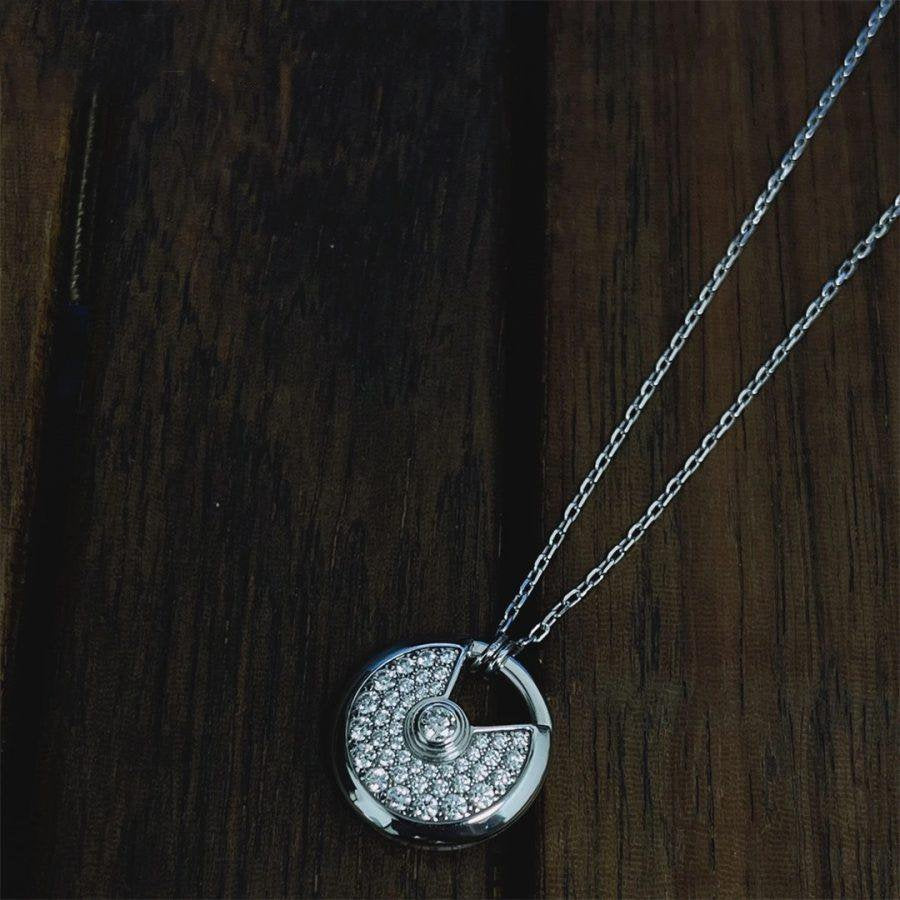 [Luxery]AMULETTE SILVER FULL DIAMOND NECKLACE