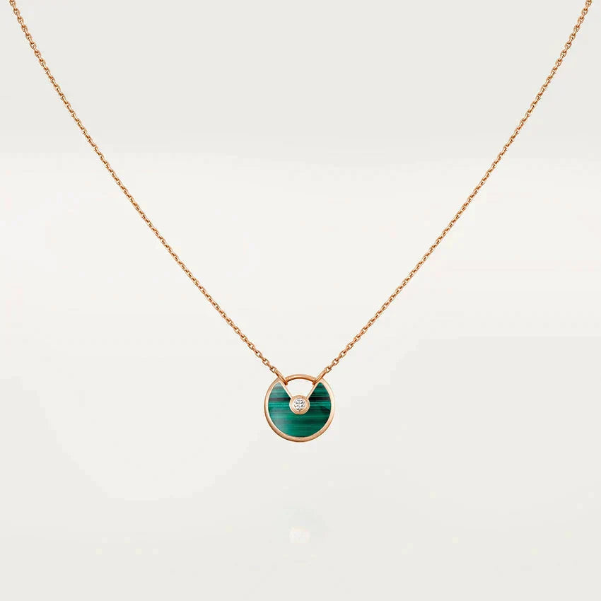 [Luxery]AMULETTE ROSE GOLD MALACHITE NECKLACE