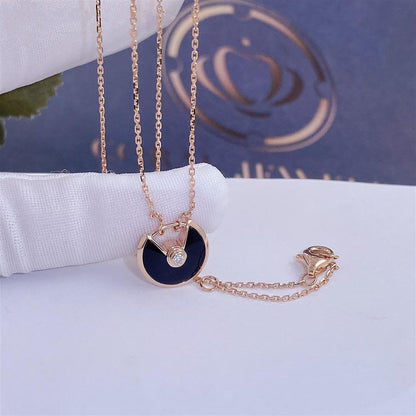 [Luxery]AMULETTE ROSE GOLD ONYX NECKLACE