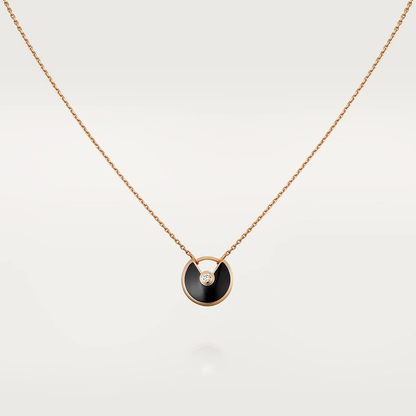 [Luxery]AMULETTE ROSE GOLD ONYX NECKLACE