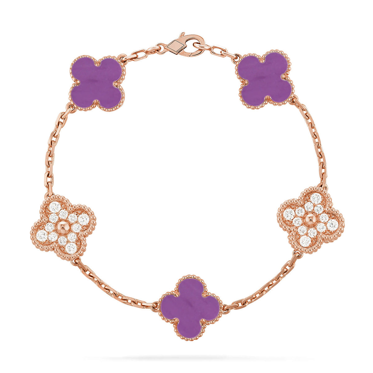 [Luxery] CLOVER 5 MOTIF VIOLET BRACELET COLLECTION
