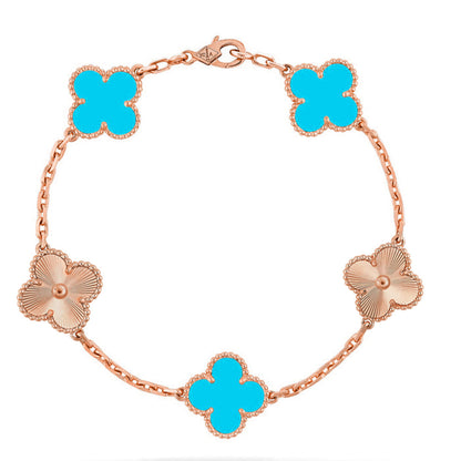 [Luxery] CLOVER 5 MOTIF TURQUOISE BRACELET COLLECTION