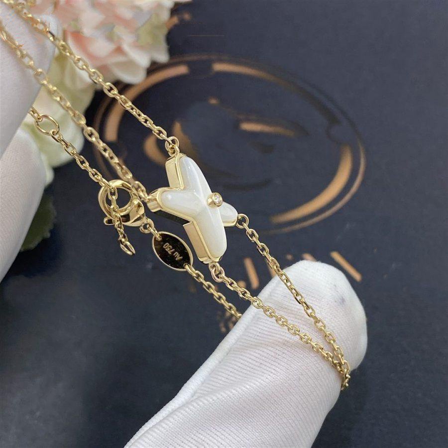 [Luxery]JEUX BRACELET WHITE MOP GOLD 1 DIAMOND
