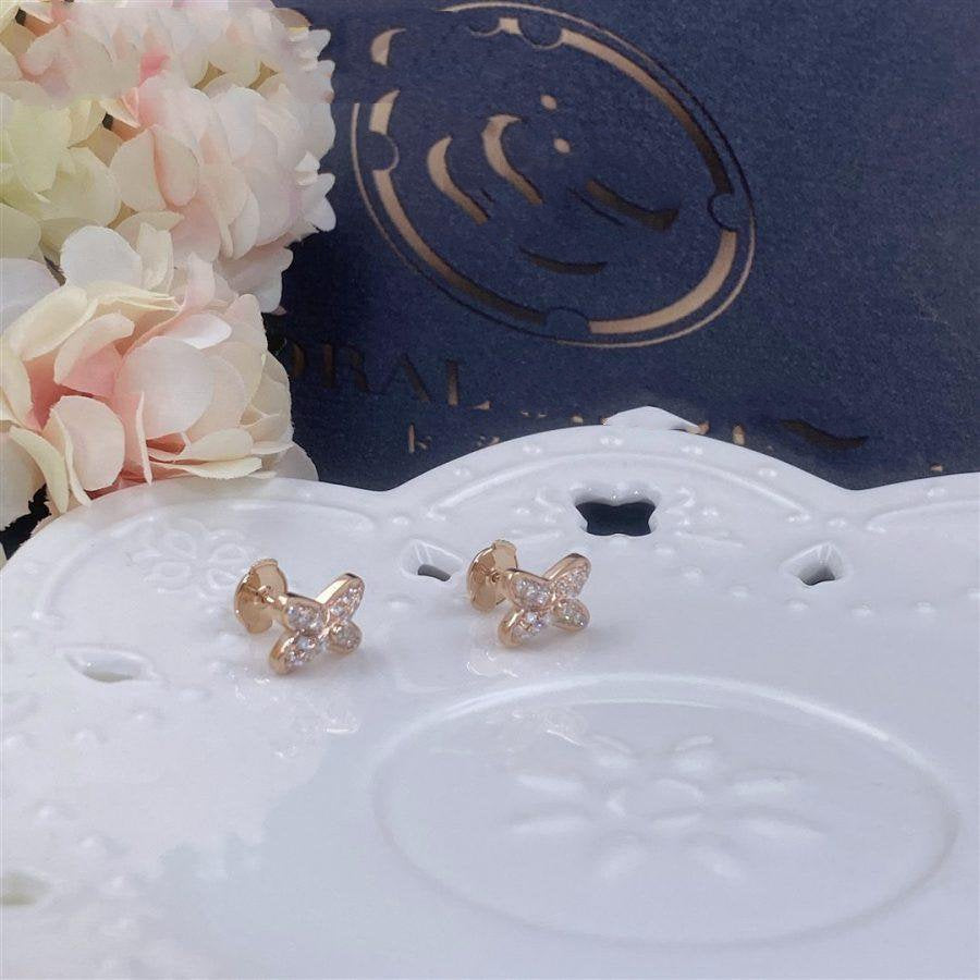 [Luxery]JEUX DE PINK GOLD DIAMOND EARRINGS