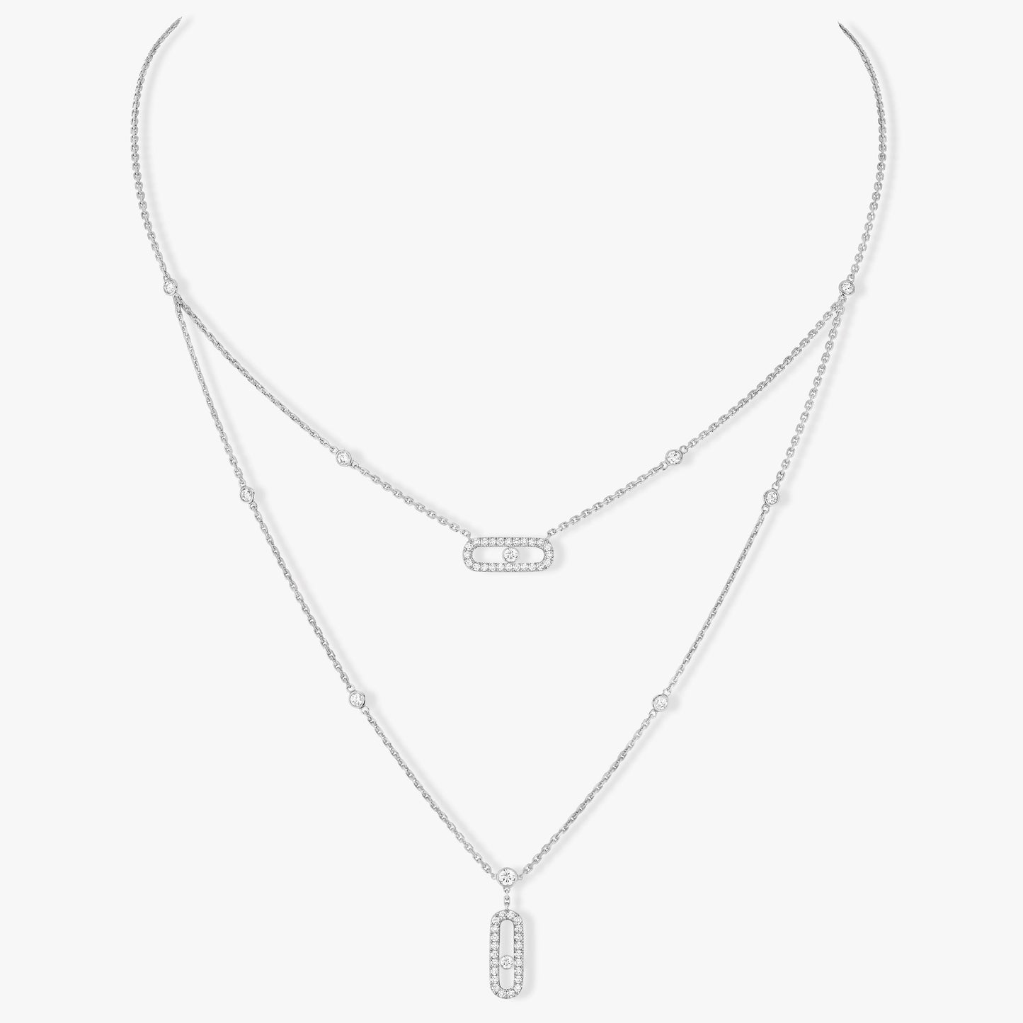 [Luxery]MOVE 2 ROW DIAMOND NECKLACE